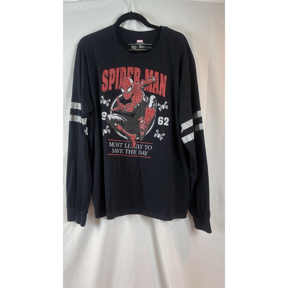 Disney Parks Marvel Spider-Man Black Long‎ Sleeve T-shirt Size XL